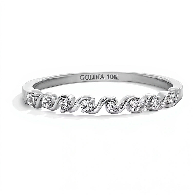 0.1 CT. TW Diamond Cascading Stackable Band in 10K White Gold