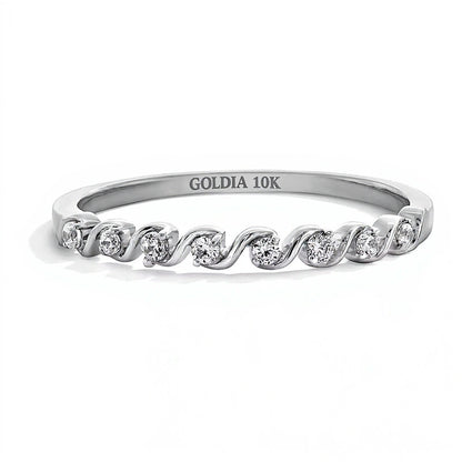0.1 CT. TW Diamond Cascading Stackable Band in 10K White Gold
