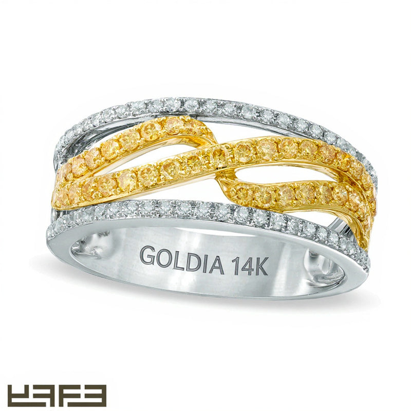EFFYâ¢ Collection 0.5 CT. TW Yellow and White Diamond Edge Band in 14K White Gold