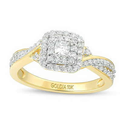 0.33 CT. TW Princess-Cut Diamond Double Frame Engagement Ring in 10K Gold