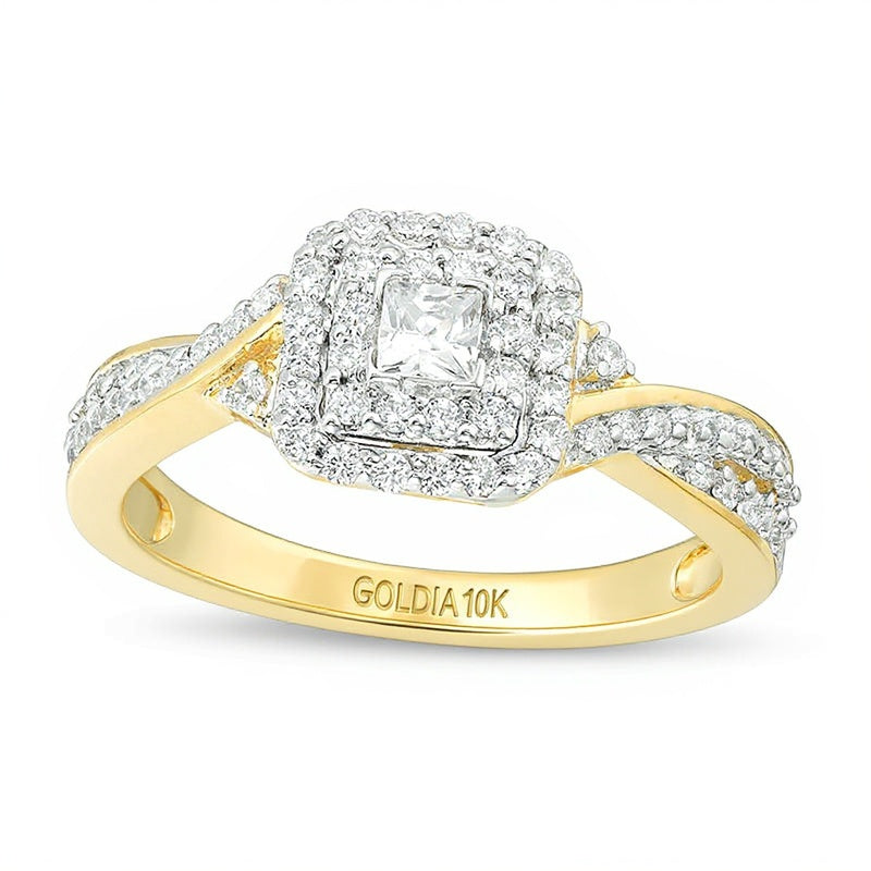 0.33 CT. TW Princess-Cut Diamond Double Frame Engagement Ring in 10K Gold