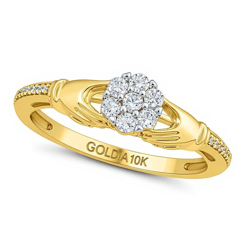 0.2 CT. TW Diamond Claddagh Promise Ring in 10K Gold