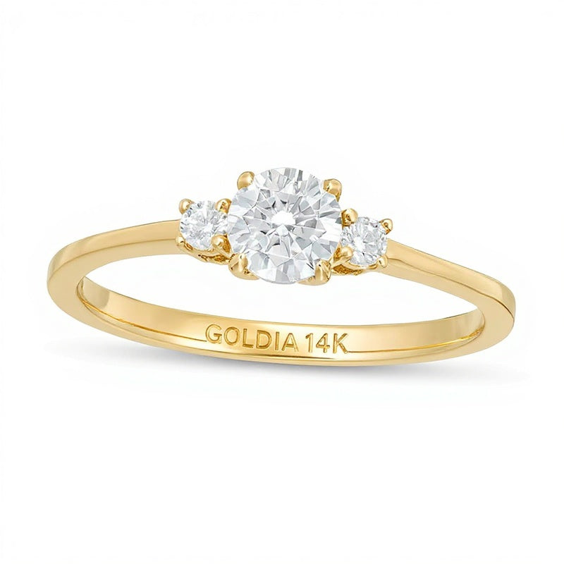 0.5 CT. TW Diamond Three Stone Engagement Ring in 14K Gold