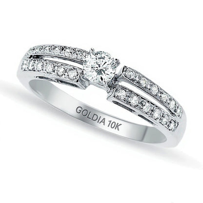 0.25 CT. TW Diamond Split Shank Promise Ring in 10K White Gold