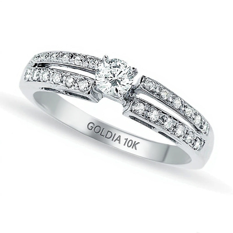 0.25 CT. TW Diamond Split Shank Promise Ring in 10K White Gold