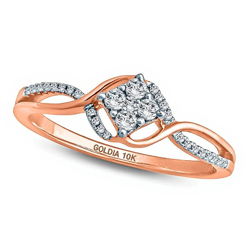 0.2 CT. TW Composite Diamond Tilted Square Bypass Promise Ring in 10K Rose Gold