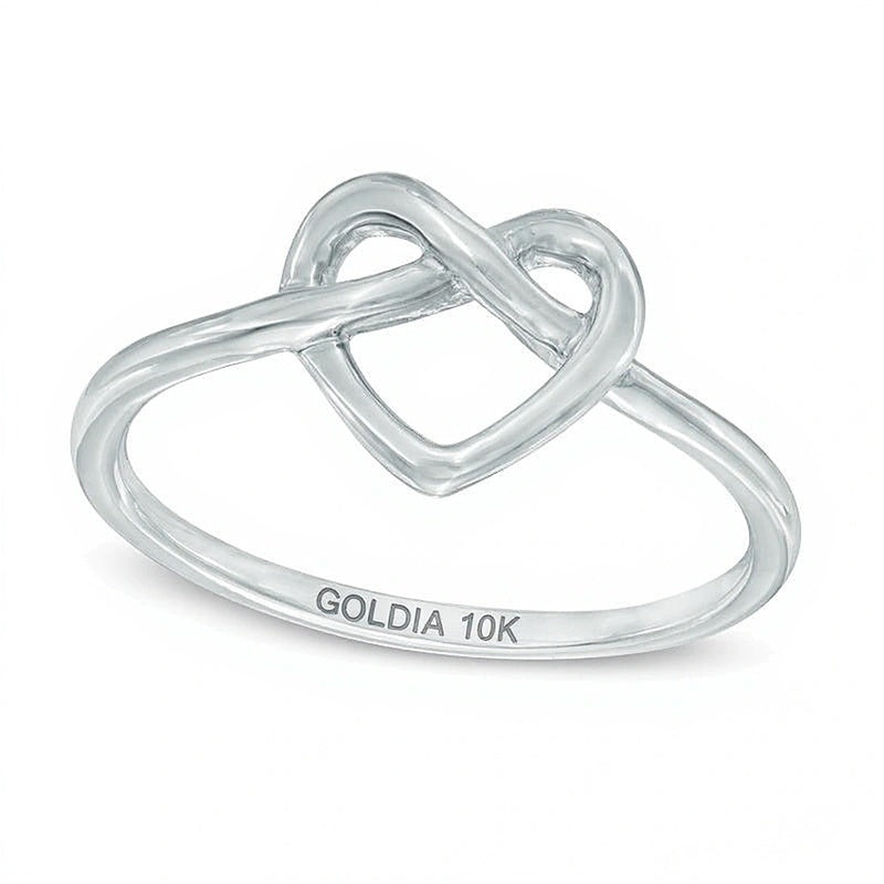 Heart-Shaped Knot Ring in 10K White Gold
