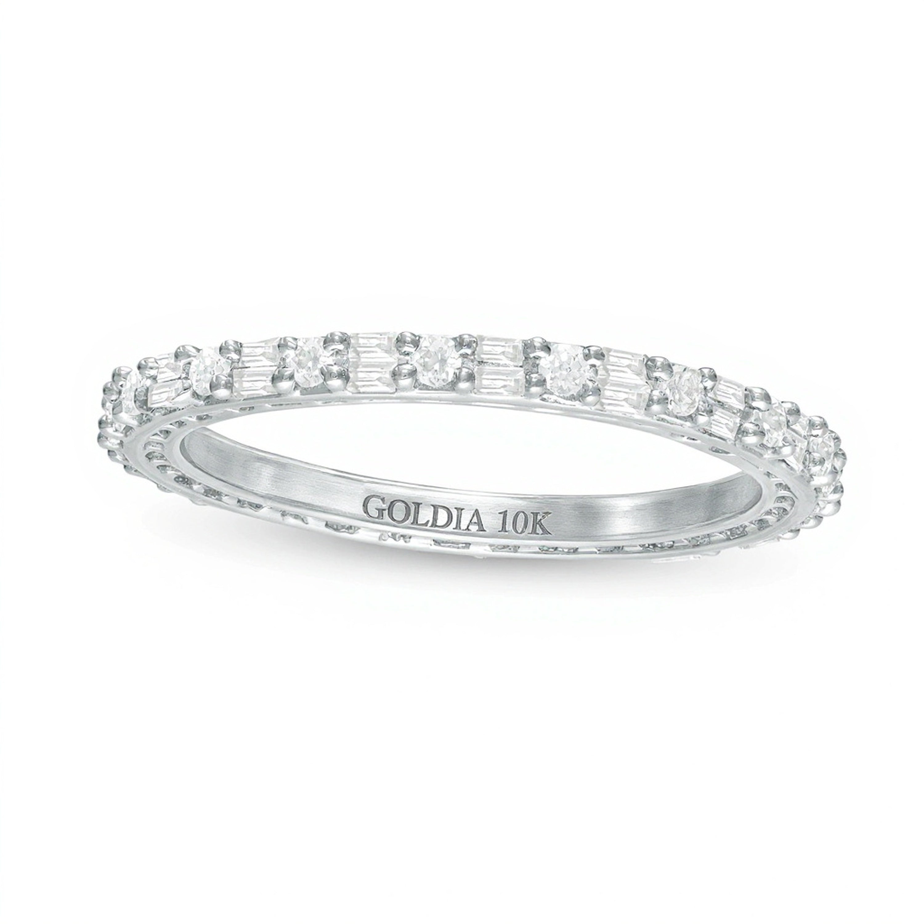 0.5 CT. TW Baguette and Round Diamond Eternity Band in 10K White Gold