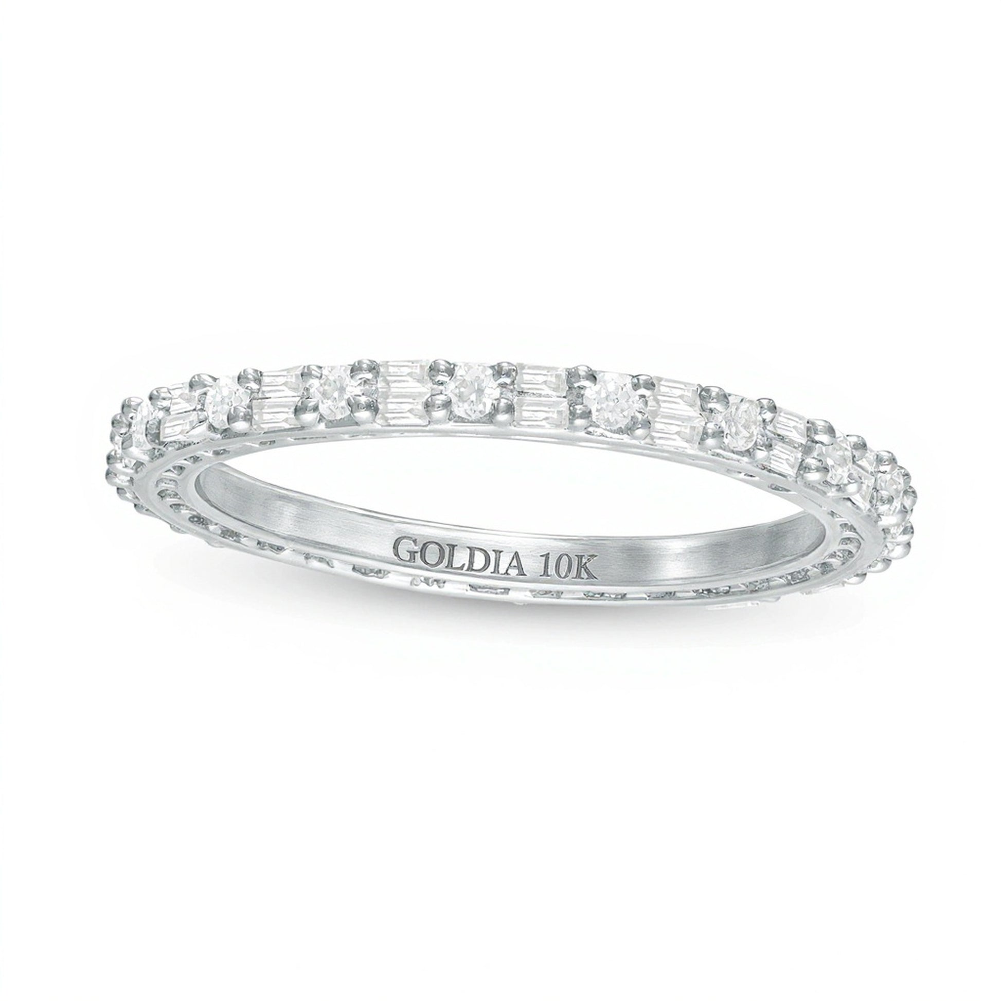 0.5 CT. TW Baguette and Round Diamond Eternity Band in 10K White Gold