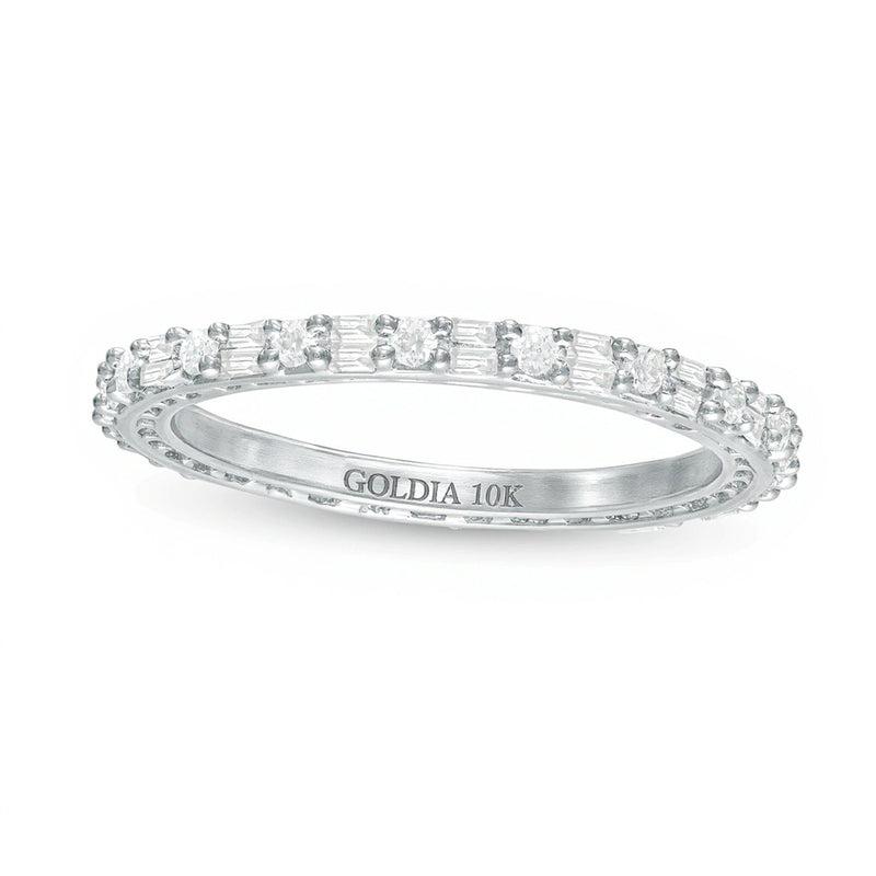 0.5 CT. TW Baguette and Round Diamond Eternity Band in 10K White Gold