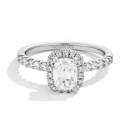 1.5 CT. TW Elongated Cushion-Cut Lab-Grown Diamond Frame Ring in 14K White Gold (F/VS2)