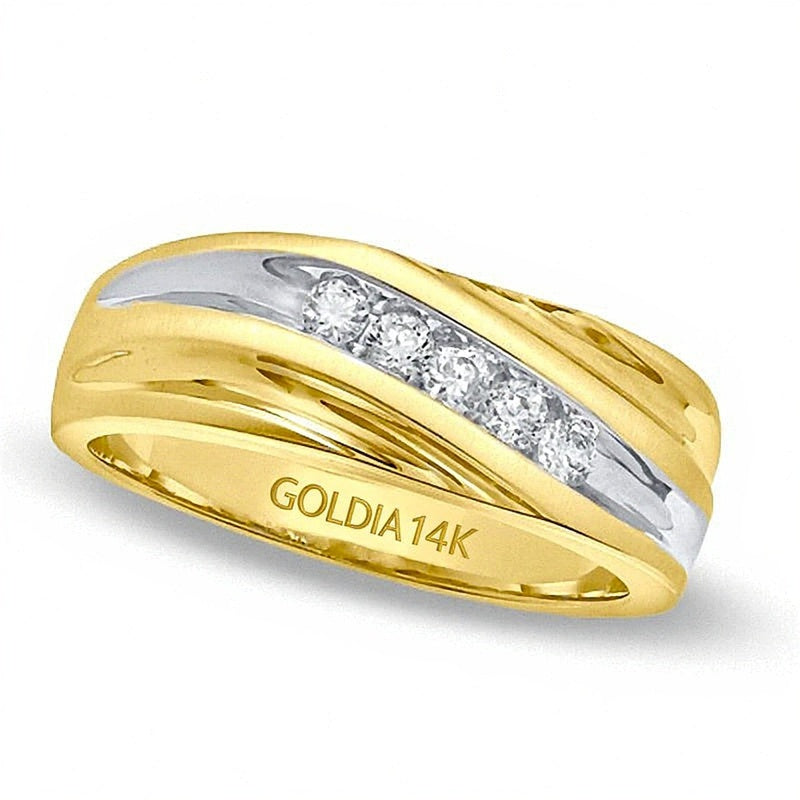 0.25 CT. TW Diamond Slant Wedding Band in 14K Gold