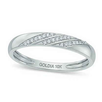 0.05 CT. TW Diamond Slant Striped Wedding Band in 10K White Gold