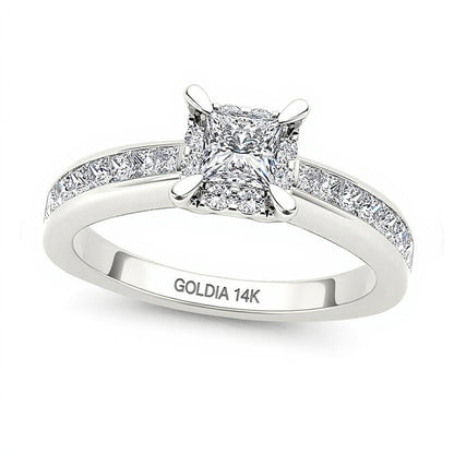 1.0 CT. TW Princess-Cut Diamond Square Frame Engagement Ring in 14K White Gold