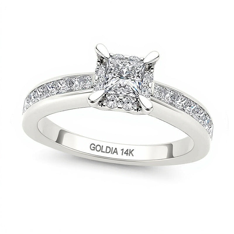 1.0 CT. TW Princess-Cut Diamond Square Frame Engagement Ring in 14K White Gold
