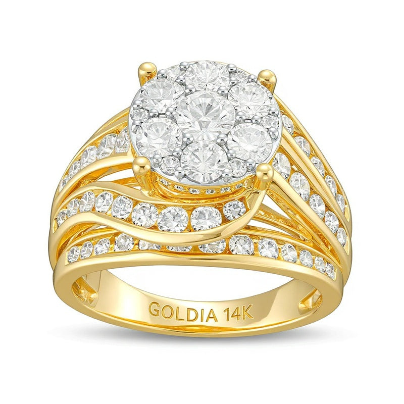 3.0 CT. TW Multi-Diamond Bypass Crossover Engagement Ring in 14K Gold (I/I2)