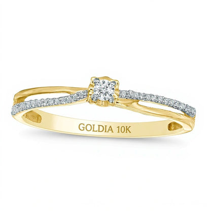 0.1 CT. TW Diamond Crossover Split Shank Promise Ring in 10K Gold