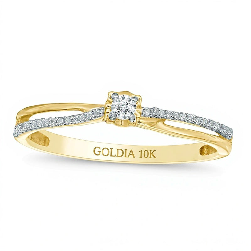 0.1 CT. TW Diamond Crossover Split Shank Promise Ring in 10K Gold