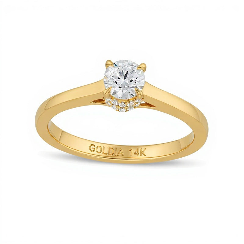 0.5 CT. TW Diamond Hidden Double Halo Engagement Ring in 14K Gold