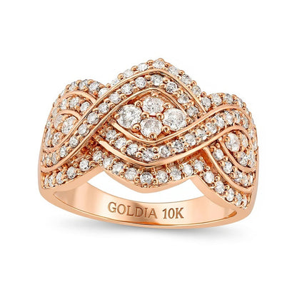 1.0 CT. TW Quad Diamond Edge Infinity Braid Ring in 10K Rose Gold