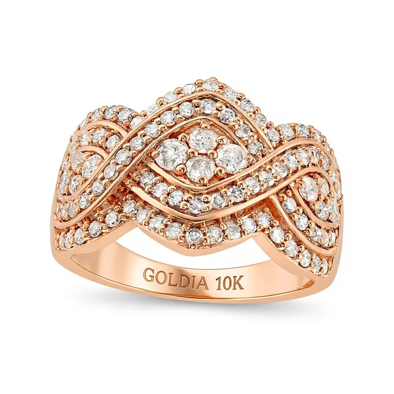 1.0 CT. TW Quad Diamond Edge Infinity Braid Ring in 10K Rose Gold