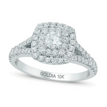 1.0 CT. TW Diamond Double Square Frame Engagement Ring in 10K White Gold