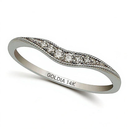 0.05 CT. TW Diamond Vintage-Style Contour Band in 14K White Gold