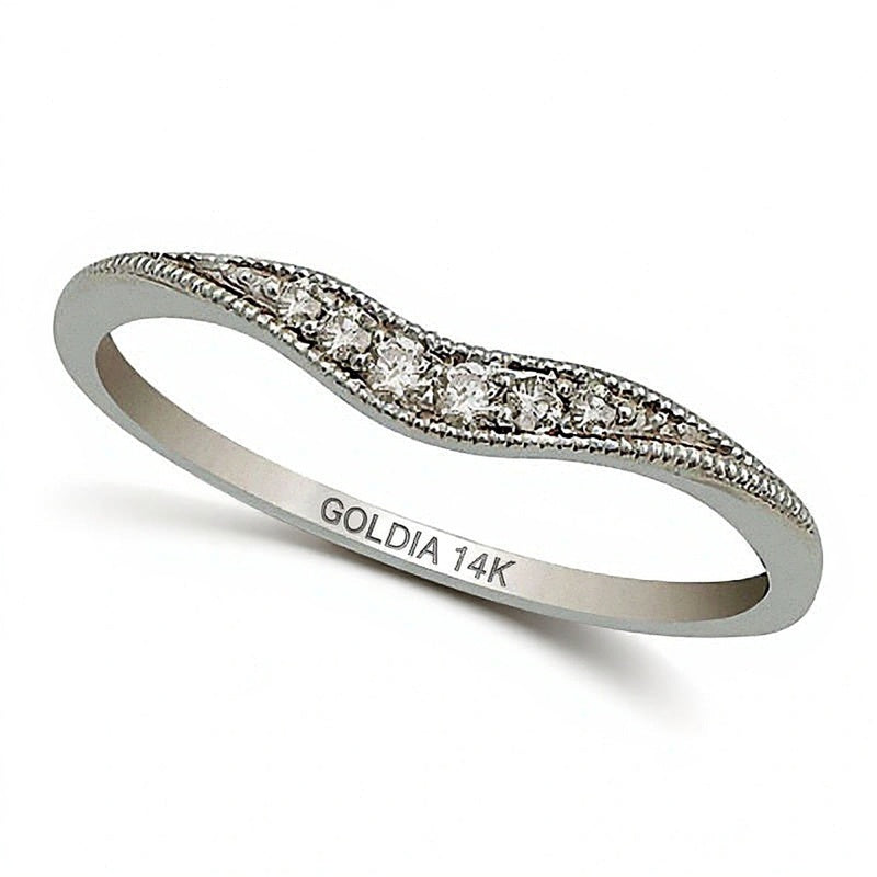 0.05 CT. TW Diamond Vintage-Style Contour Band in 14K White Gold