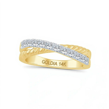 0.5 CT. TW Lab-Grown Diamond Rope Criss-Cross Ring in 14K Gold (F/SI2)