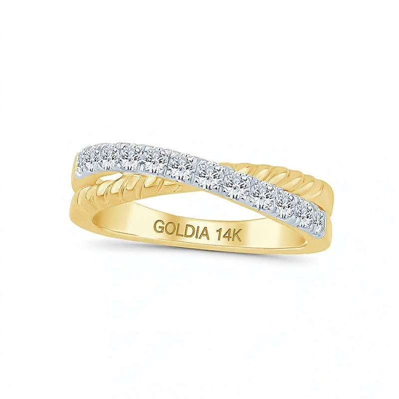 0.5 CT. TW Lab-Grown Diamond Rope Criss-Cross Ring in 14K Gold (F/SI2)