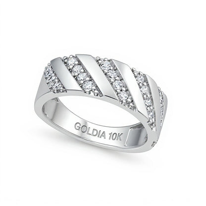0.5 CT. TW Diamond Slant Row Band in 10K White Gold