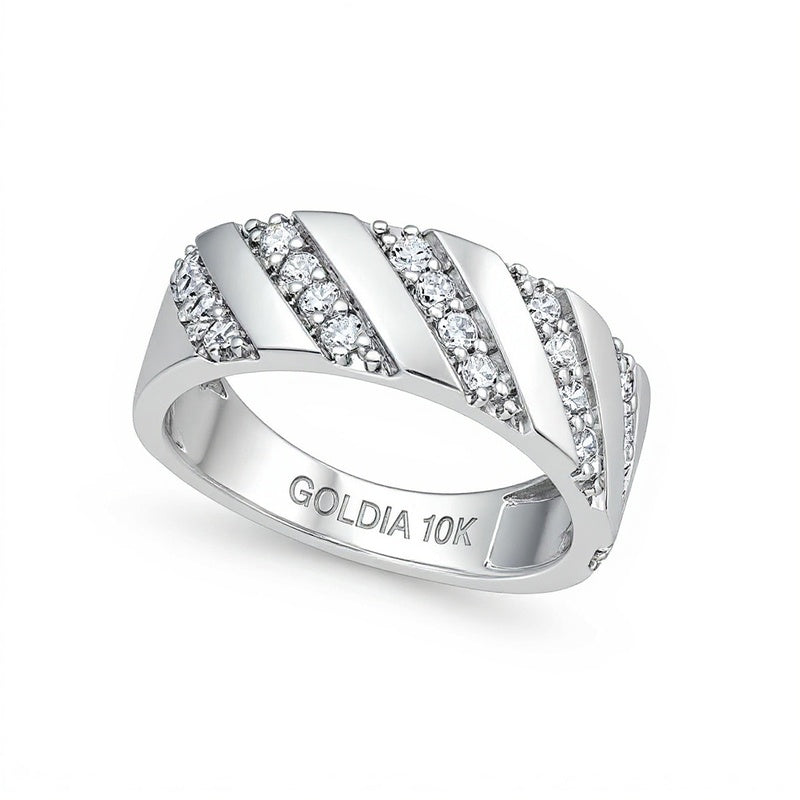 0.5 CT. TW Diamond Slant Row Band in 10K White Gold