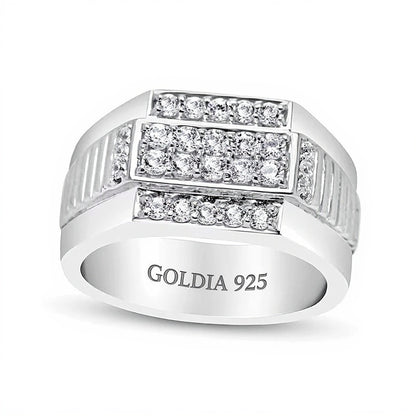 1.0 CT. TW Diamond Multi-Row Ribbed Shank Ring in Sterling Silver