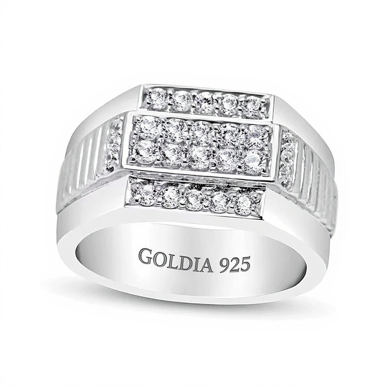 1.0 CT. TW Diamond Multi-Row Ribbed Shank Ring in Sterling Silver
