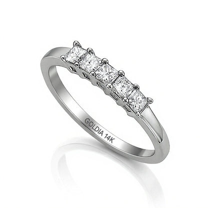 0.5 CT. TW Princess-Cut Diamond High Profile Five Stone Ring in 14K White Gold