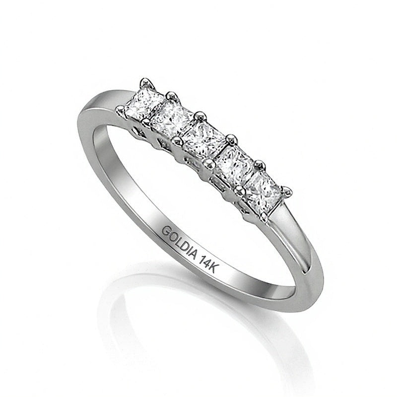 0.5 CT. TW Princess-Cut Diamond High Profile Five Stone Ring in 14K White Gold
