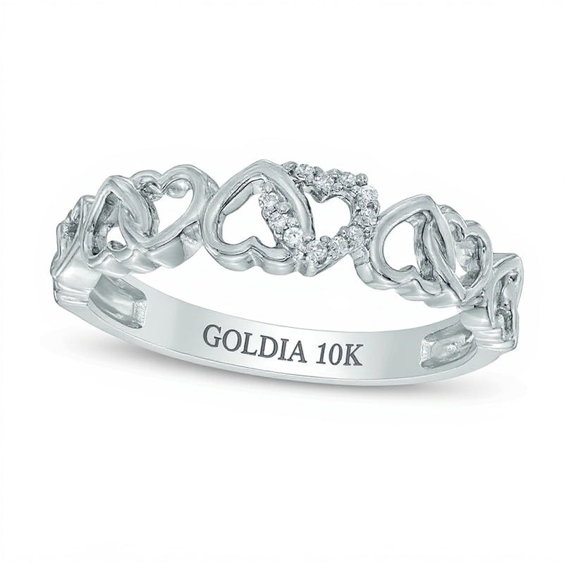 0.05 CT. TW Diamond Alternating Hearts Ring in 10K White Gold