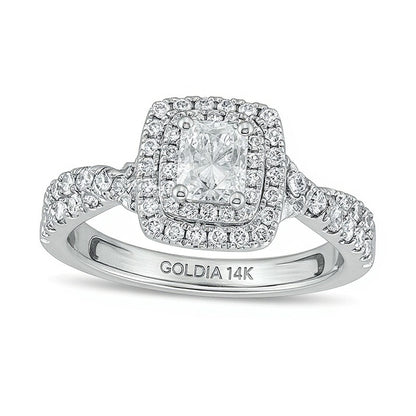 1.25 CT. TW Radiant-Cut Diamond Frame Vintage-Style Engagement Ring in 14K White Gold (I/SI2)