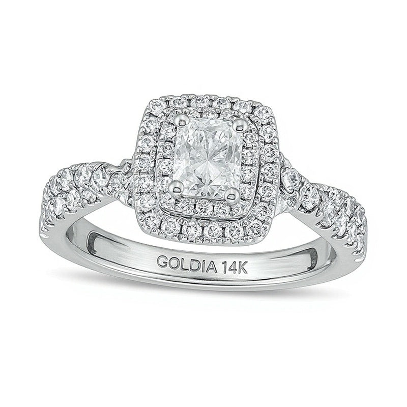 1.25 CT. TW Radiant-Cut Diamond Frame Vintage-Style Engagement Ring in 14K White Gold (I/SI2)