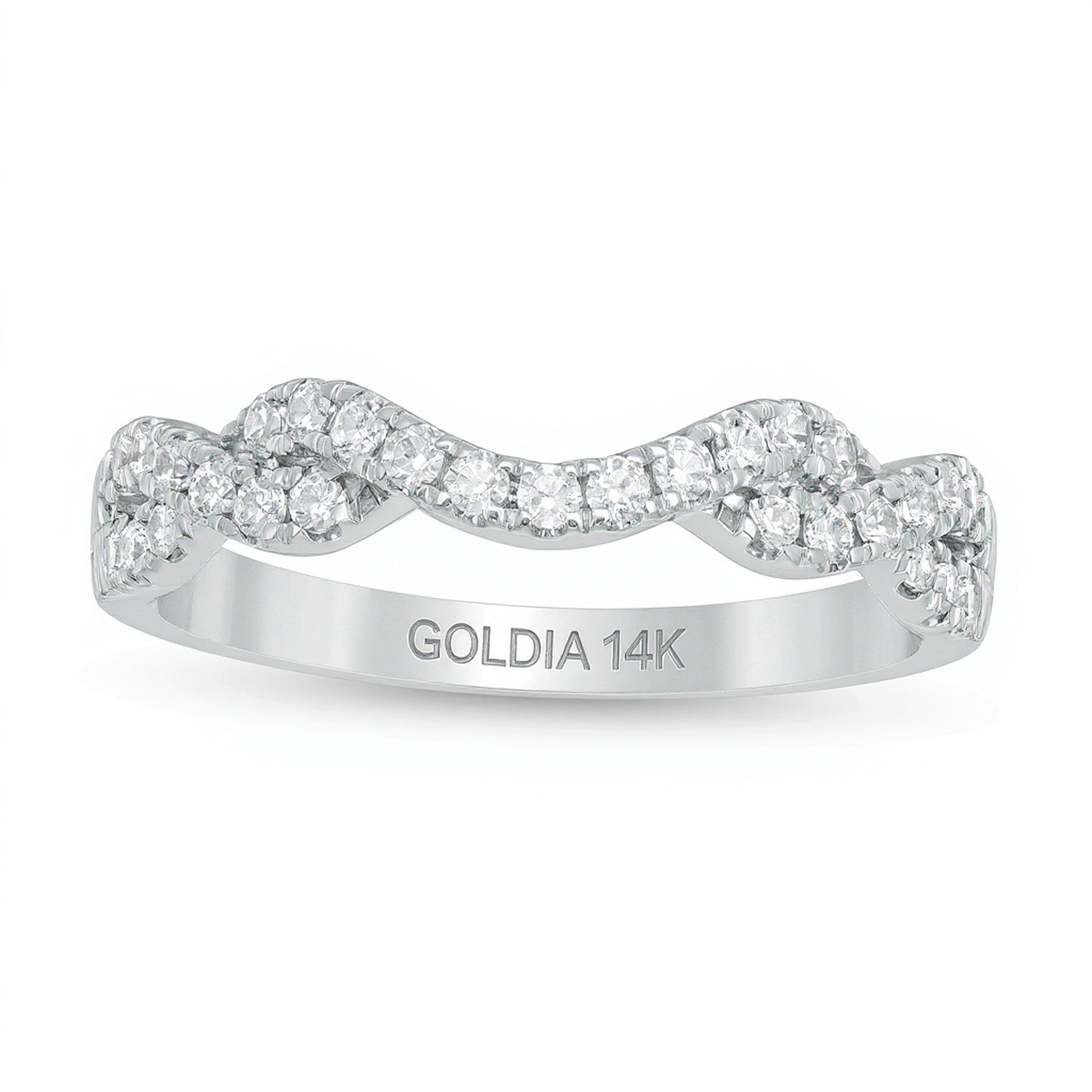 0.33 CT. TW Diamond Twist Contour Band in 14K White Gold