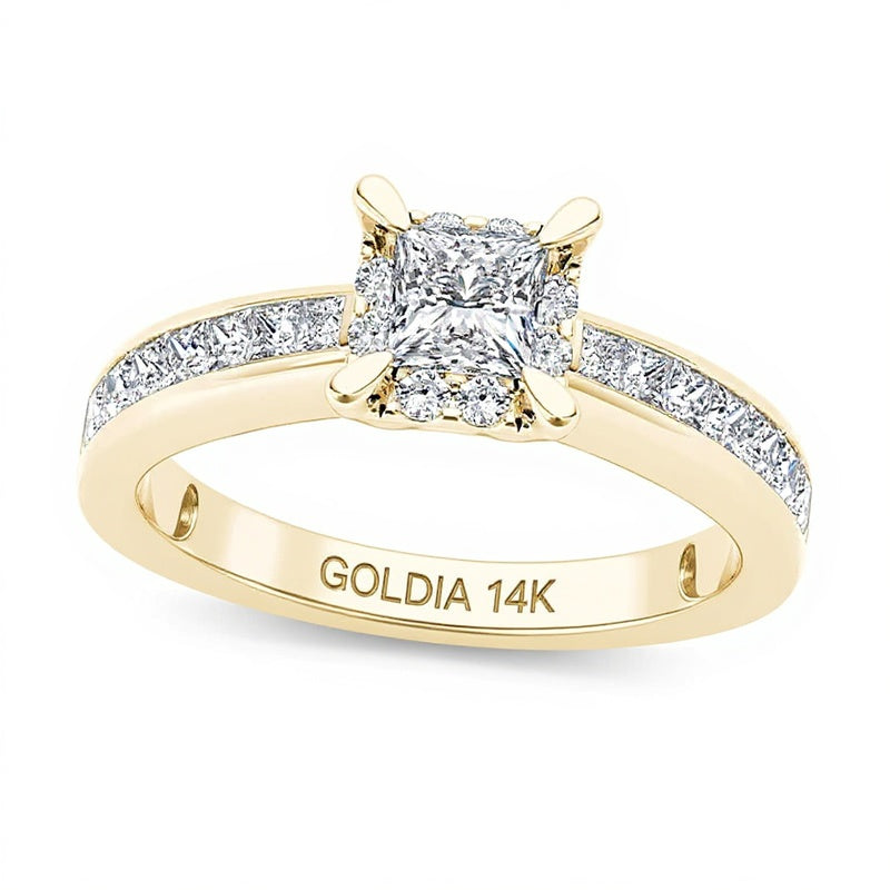 1.0 CT. TW Princess-Cut Diamond Square Frame Engagement Ring in 14K Gold