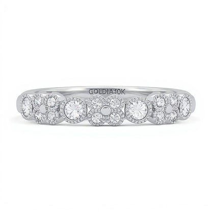 0.25 CT. TW Diamond Clover Station Vintage-Style Ring in 10K White Gold