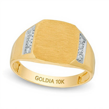 0.13 CT. TW Diamond Signet Ring in 10K Gold
