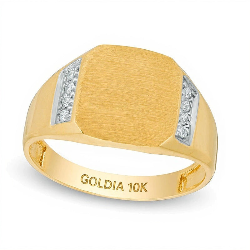 0.13 CT. TW Diamond Signet Ring in 10K Gold