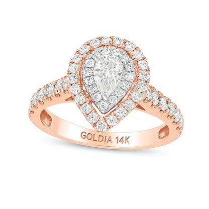 1.0 CT. TW Pear-Shaped Diamond Double Frame Engagement Ring in 14K Rose Gold