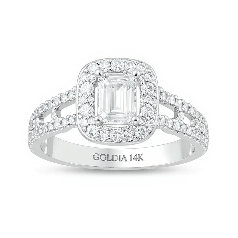 1.0 CT. TW Emerald-Cut Diamond Engagement Ring in 14K Two-Tone Gold