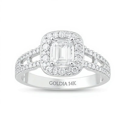 1.0 CT. TW Emerald-Cut Diamond Engagement Ring in 14K Two-Tone Gold