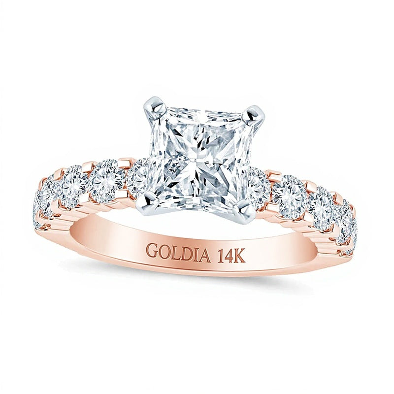 2.5 CT. TW Princess-Cut Diamond Engagement Ring in 14K Rose Gold (I/I2)