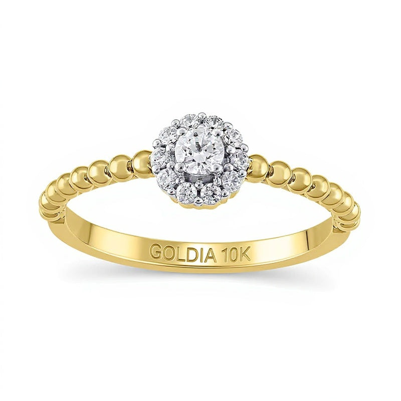 0.2 CT. TW Diamond Frame Bead Shank Ring in 10K Gold
