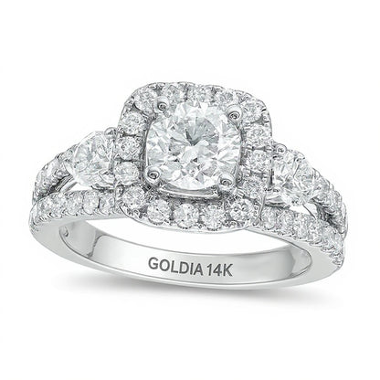 Previously Owned 2.2 CT. TW Diamond Three Stone Engagement Ring in 14K White Gold (I/I1)